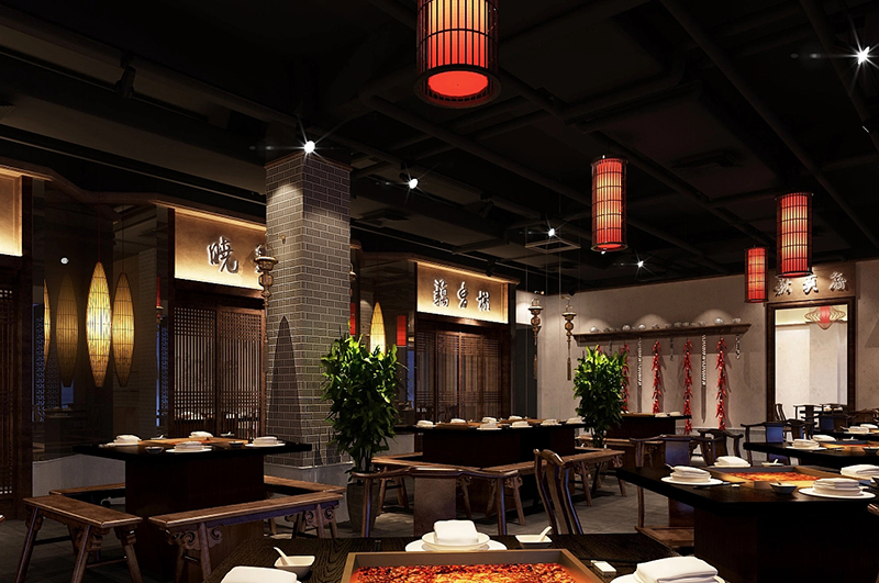 網紅特色火鍋店裝修設計效果圖