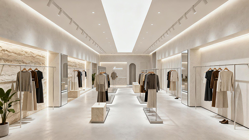 窄長的服裝店鋪裝修布局設計效果圖